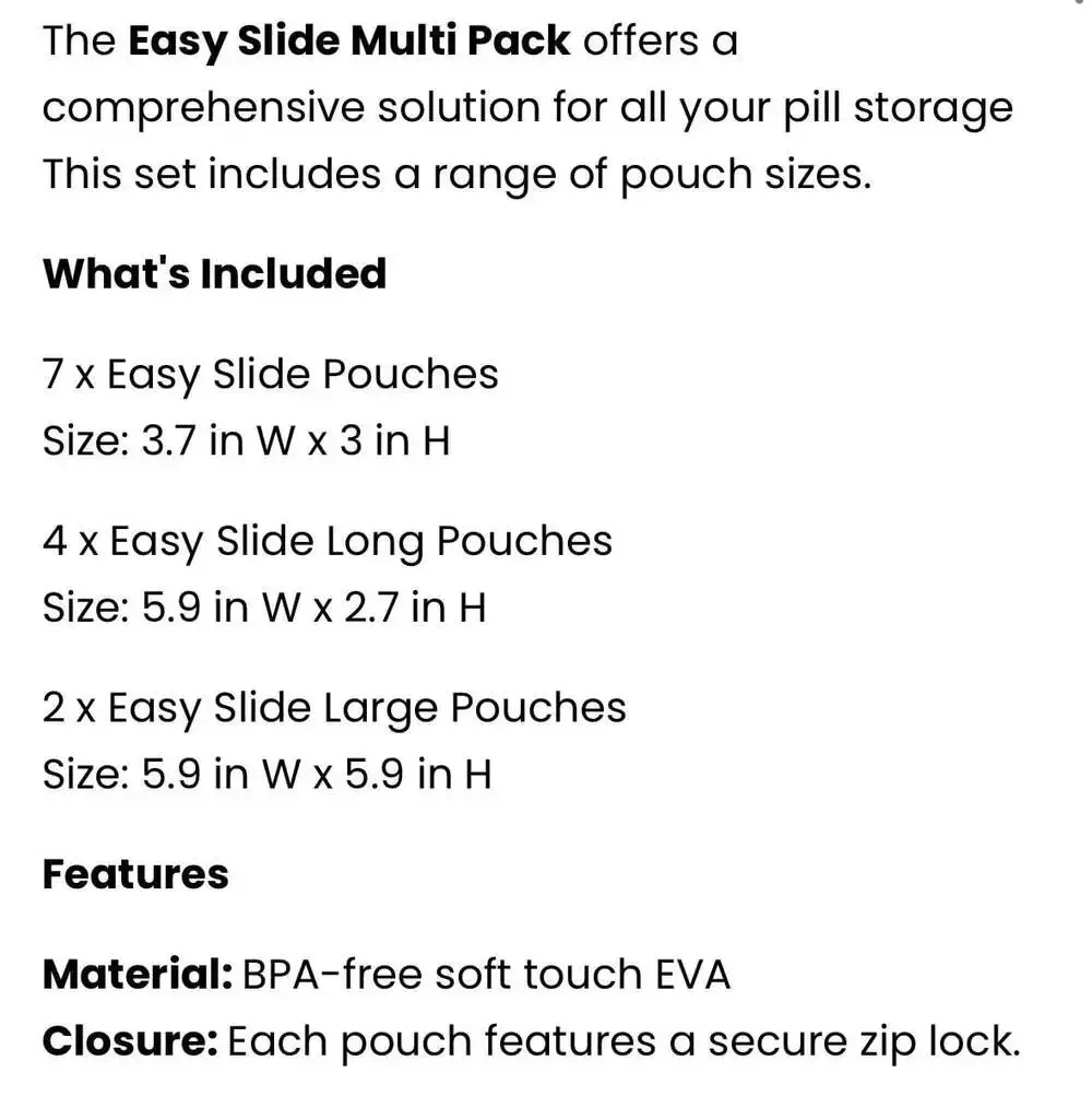 Dosey Easy Slide Multi Pack Pill Storage Pouch Set